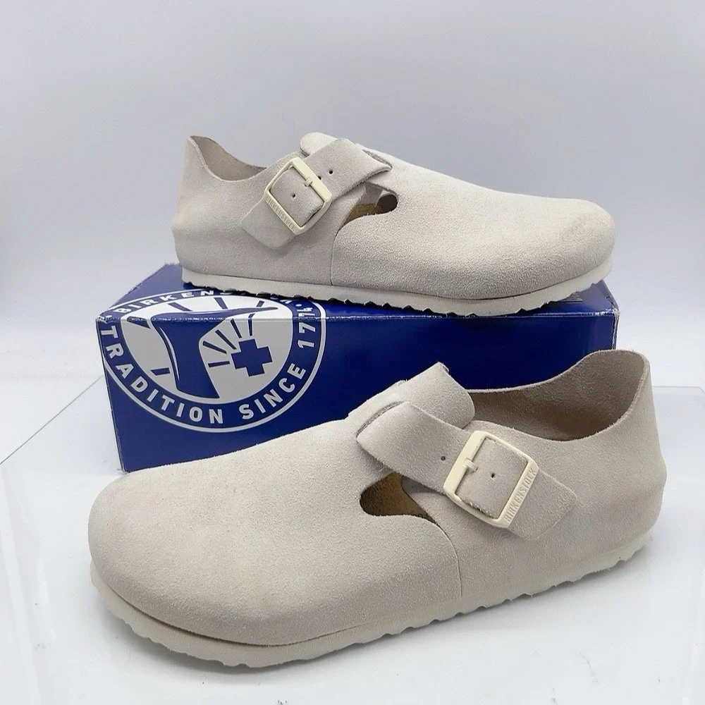 Birkenstock London Men's Casual Shoes Light Gray Suede Buckle EU 43 US 10